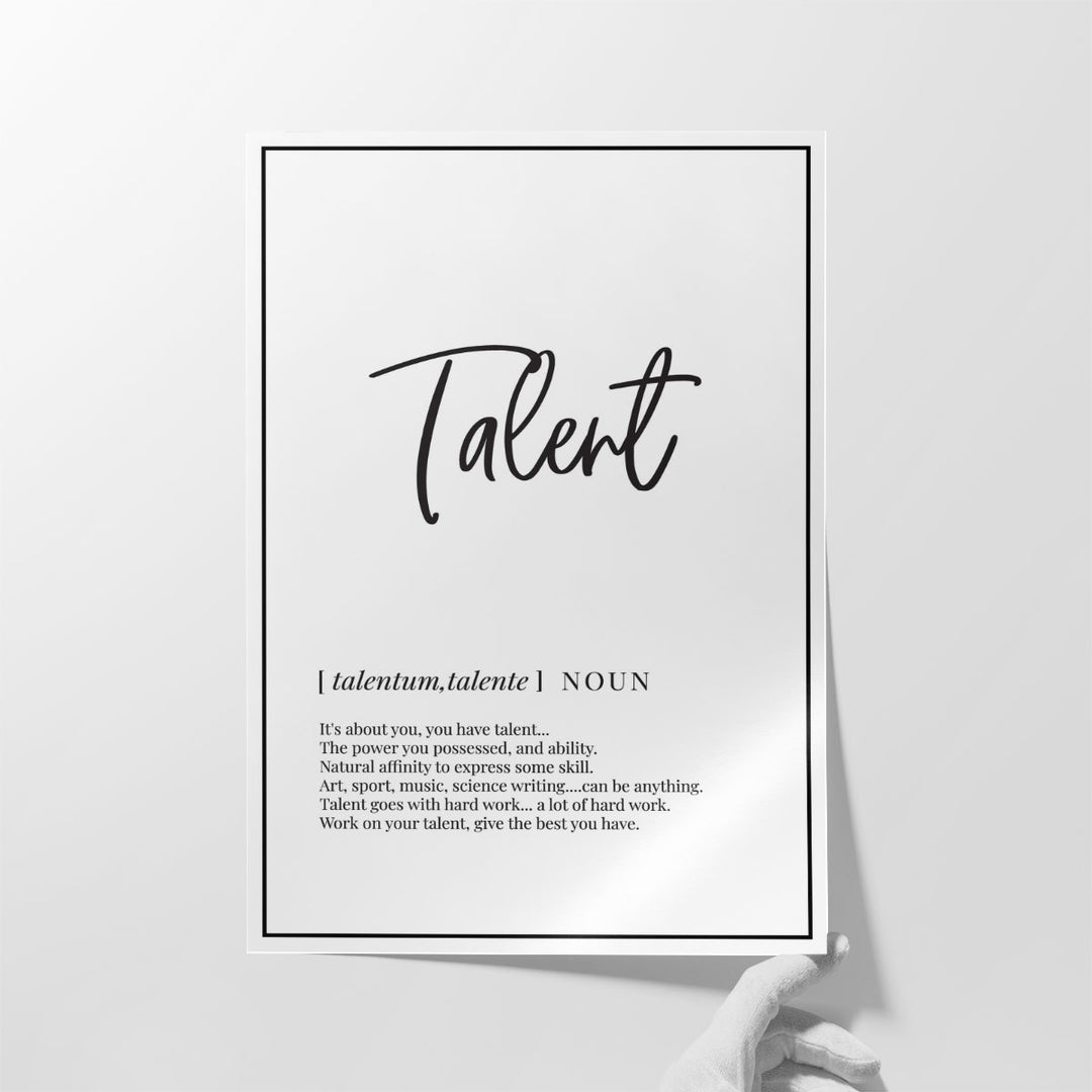 Talent Definition, Minimalist Wall Art - Canvas Print Wall Art