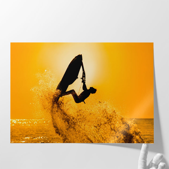 Man Driving Jet Ski in Freestyle - Canvas Print Wall Art