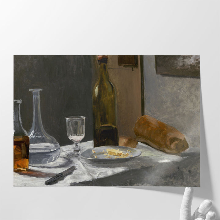 Still Life with Bottle, Carafe, Bread, and Wine, 1862–1863 - Canvas Print Wall Art