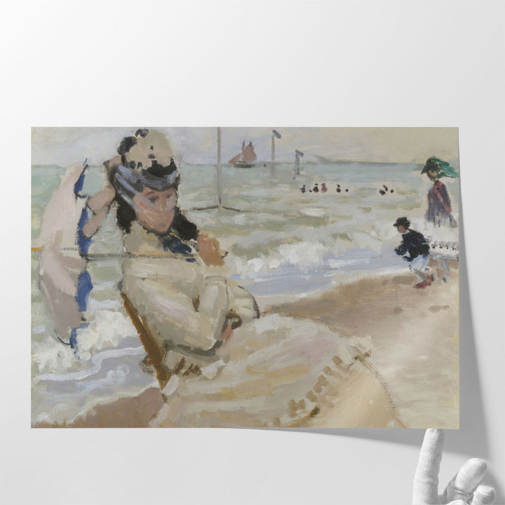 Camille on the Beach in Trouville, 1870 - Canvas Print Wall Art