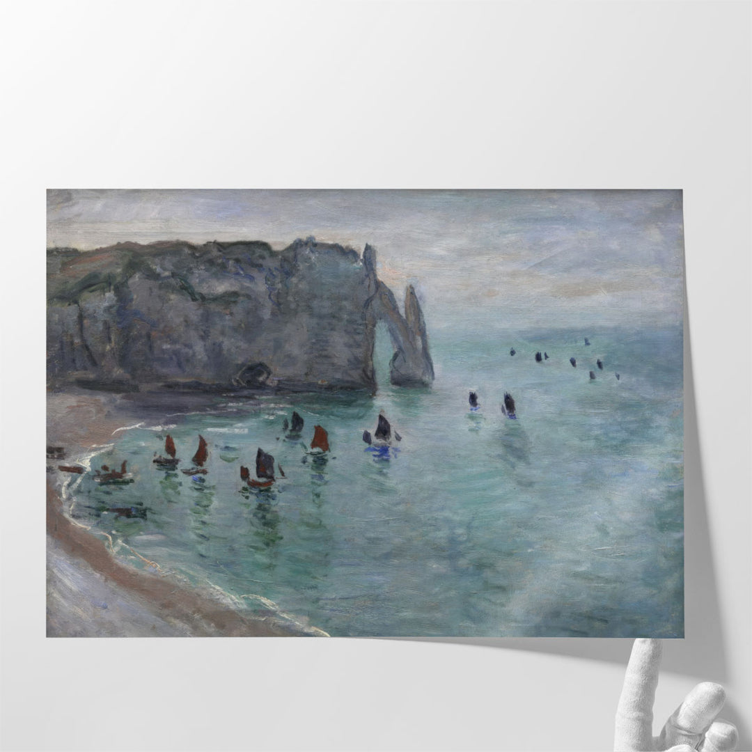 Etretat, Fishing Boats Leaving the Harbor - Canvas Print Wall Art