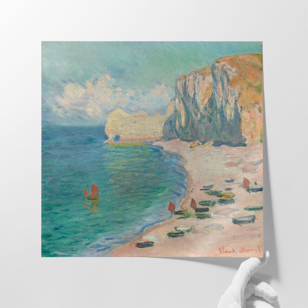 Etretat, The Beach and the Falaise d_Amont - Canvas Print Wall Art