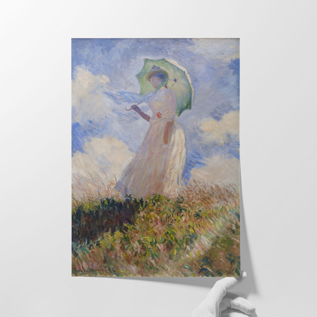 Woman With a Parasol, Facing Left - Canvas Print Wall Art