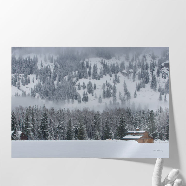 Methow Valley Barn Black and White - Canvas Print Wall Art