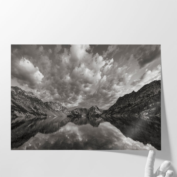 Sawtooth Lake Reflection I Black and White - Canvas Print Wall Art