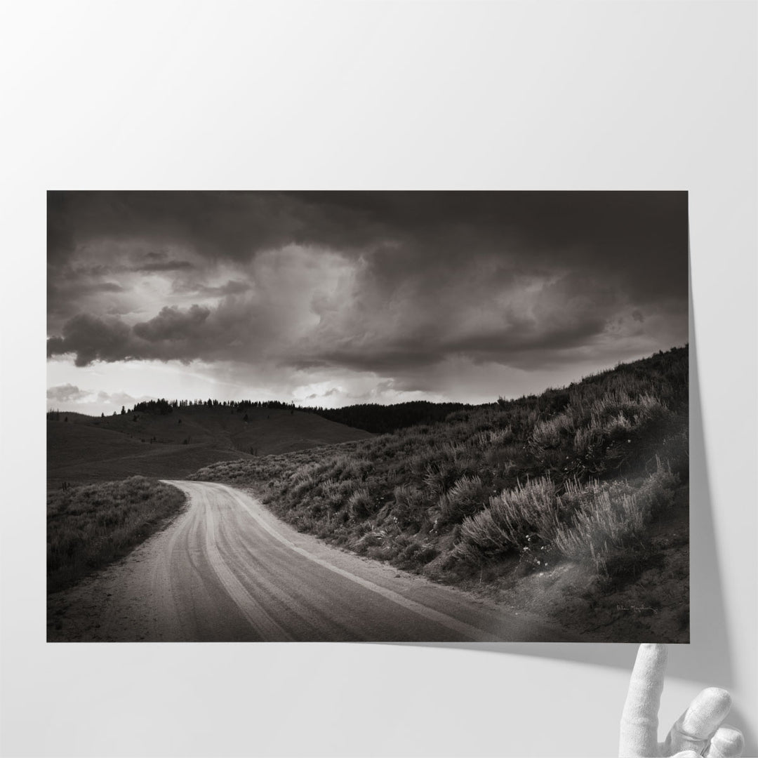 Stanley Basin Road Black and White - Canvas Print Wall Art