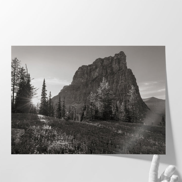 Boulder Pass Glacier National Park Black and White - Canvas Print Wall Art