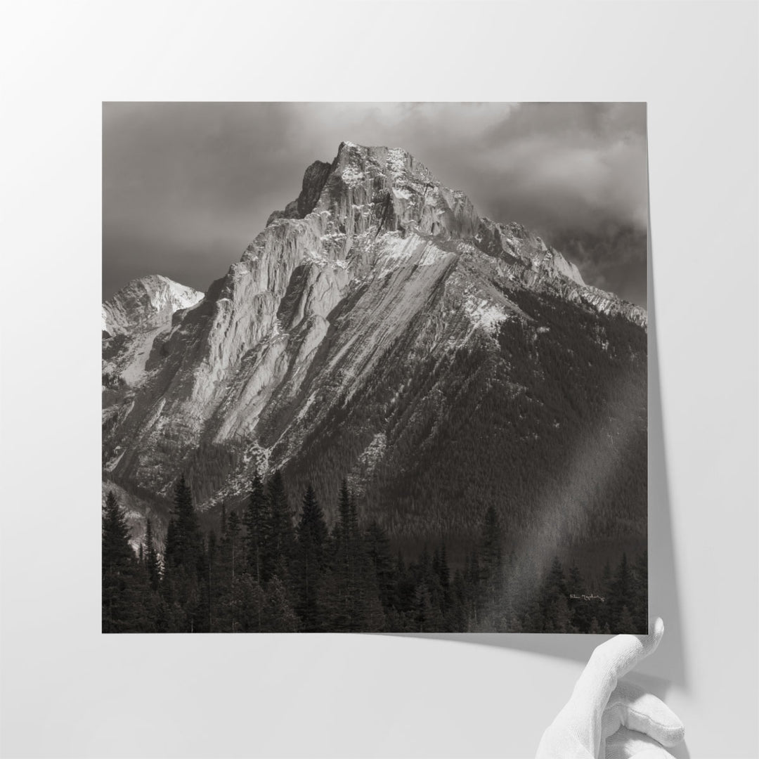 Canadian Rockies Black and White - Canvas Print Wall Art