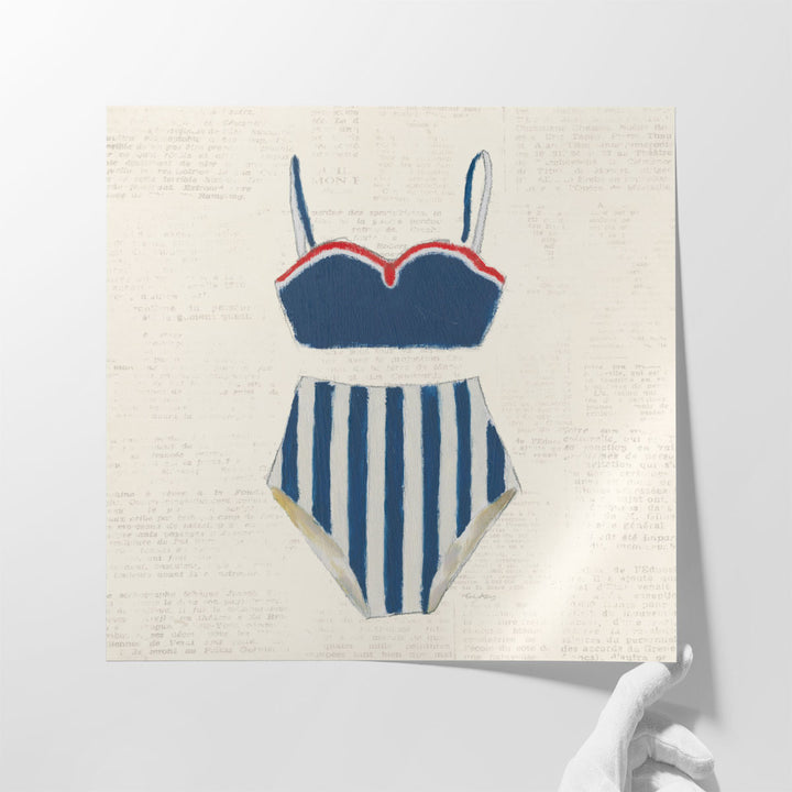 Retro Swimwear III Newsprint - Canvas Print Wall Art