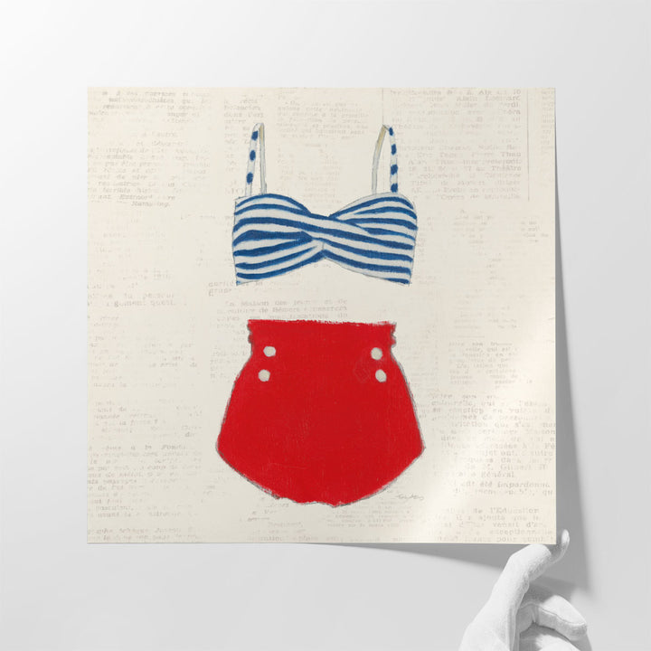 Retro Swimwear IV Newsprint - Canvas Print Wall Art