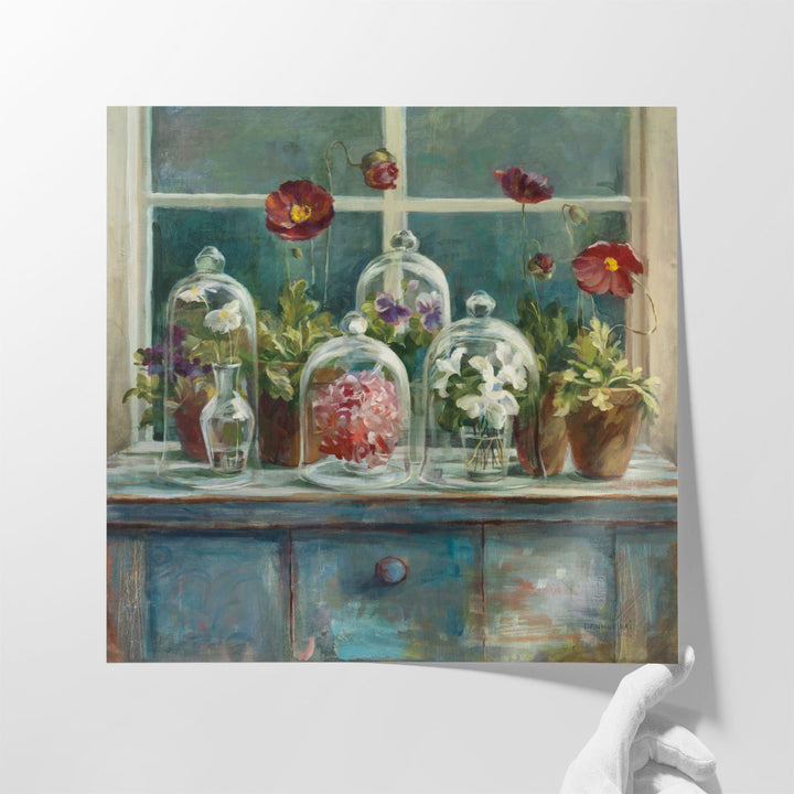 Fall Poppies Windowsill - Canvas Print Wall Art