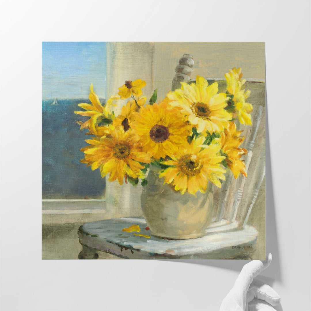 Sunflowers by the Sea - Canvas Print Wall Art