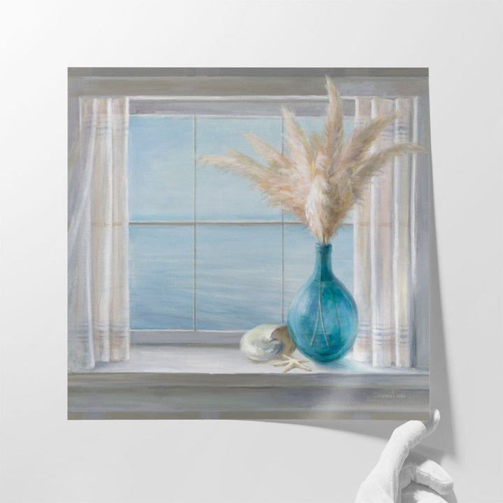 Seaside Cottage View Shell - Canvas Print Wall Art