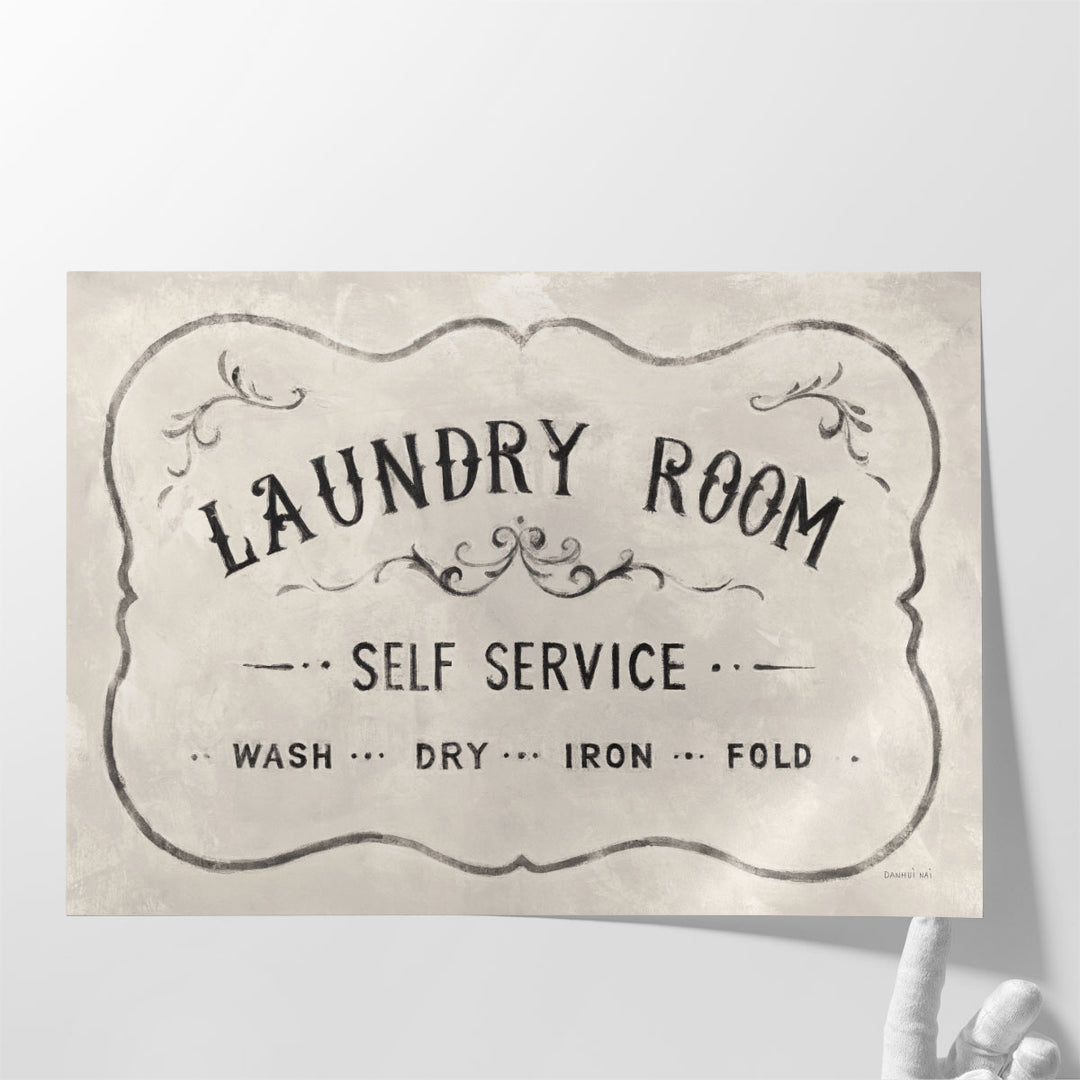 Laundry Day VII Black and White - Canvas Print Wall Art