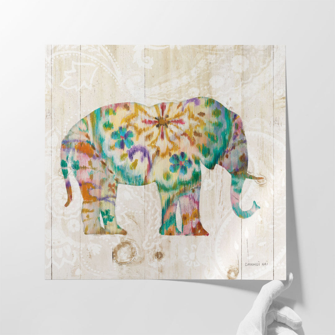 Boho Paisley Elephant I - Canvas Print Wall Art