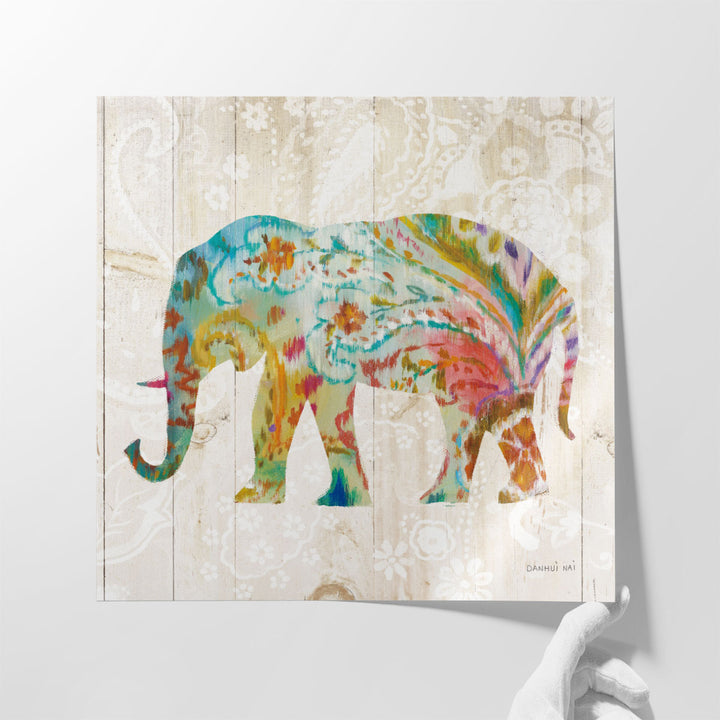 Boho Paisley Elephant II - Canvas Print Wall Art