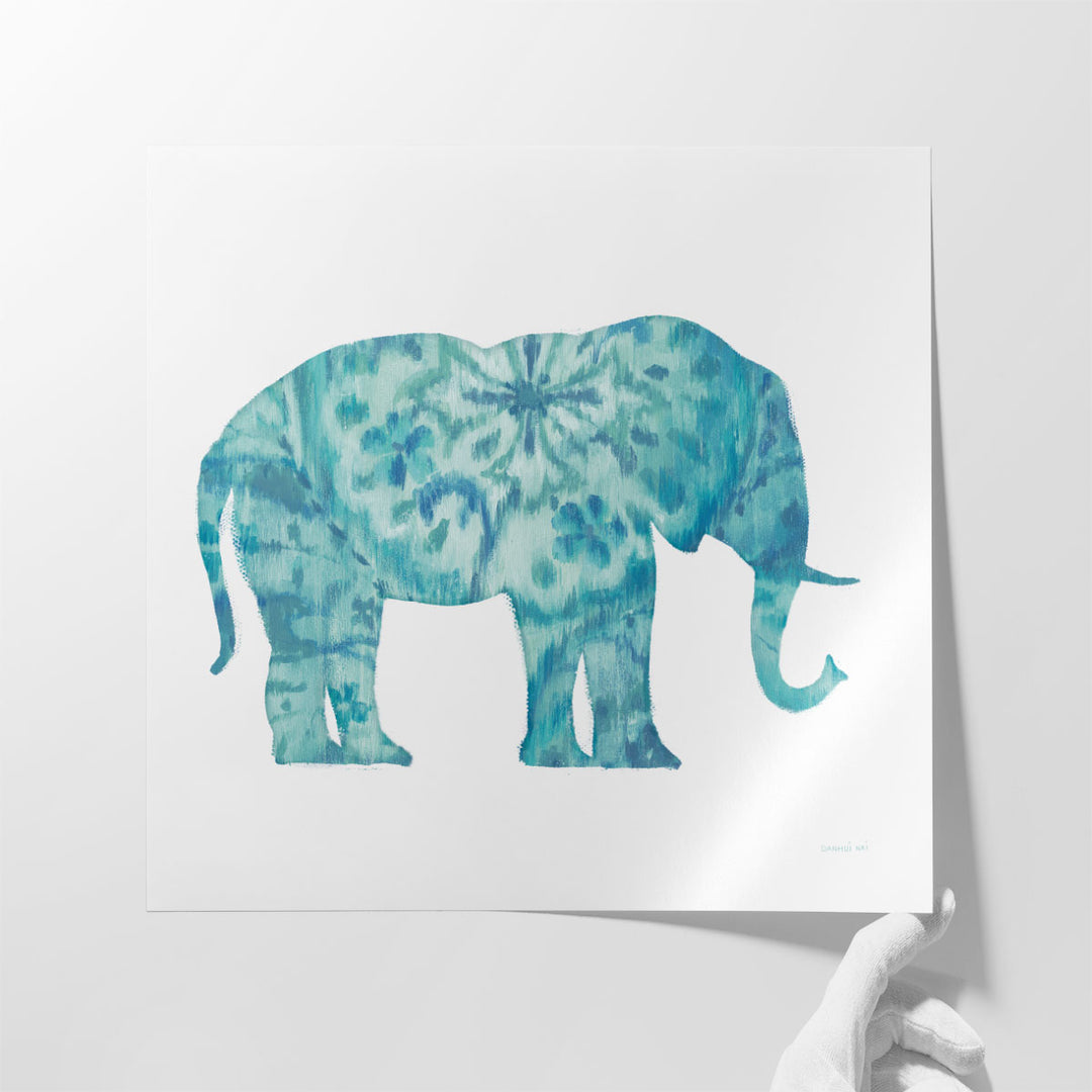 Boho Teal Elephant I - Canvas Print Wall Art