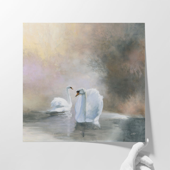 Swans in Mist - Canvas Print Wall Art