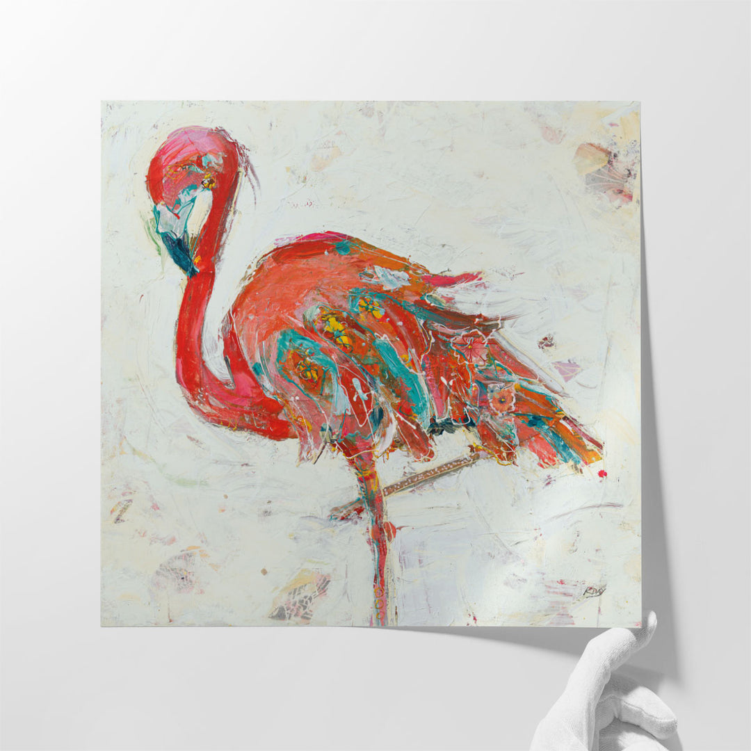 Flamingo on White - Canvas Print Wall Art