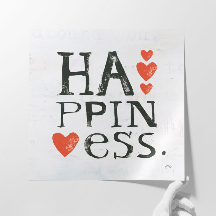 Happiness Black and White - Canvas Print Wall Art