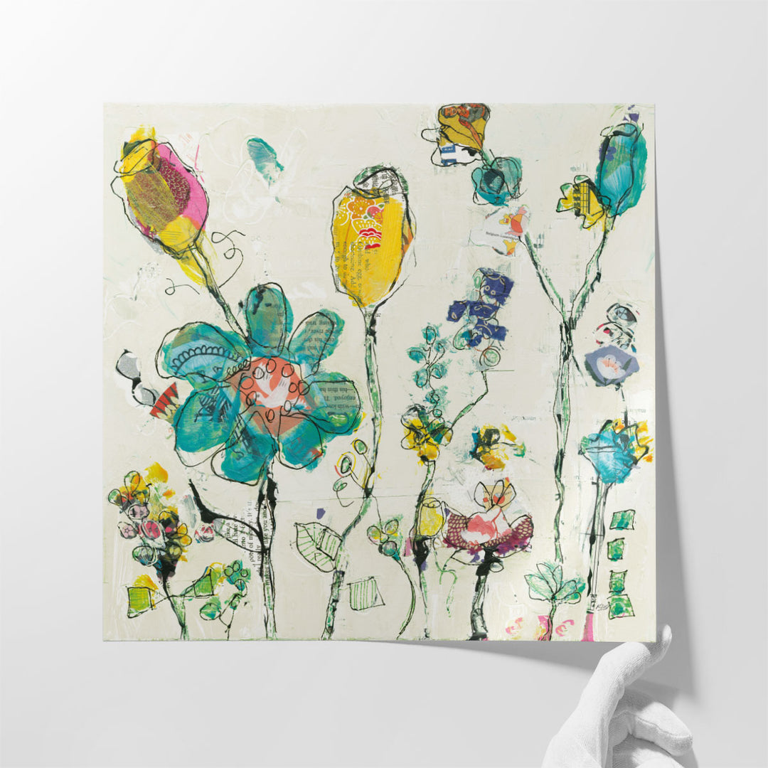 Doodle Garden Cream - Canvas Print Wall Art