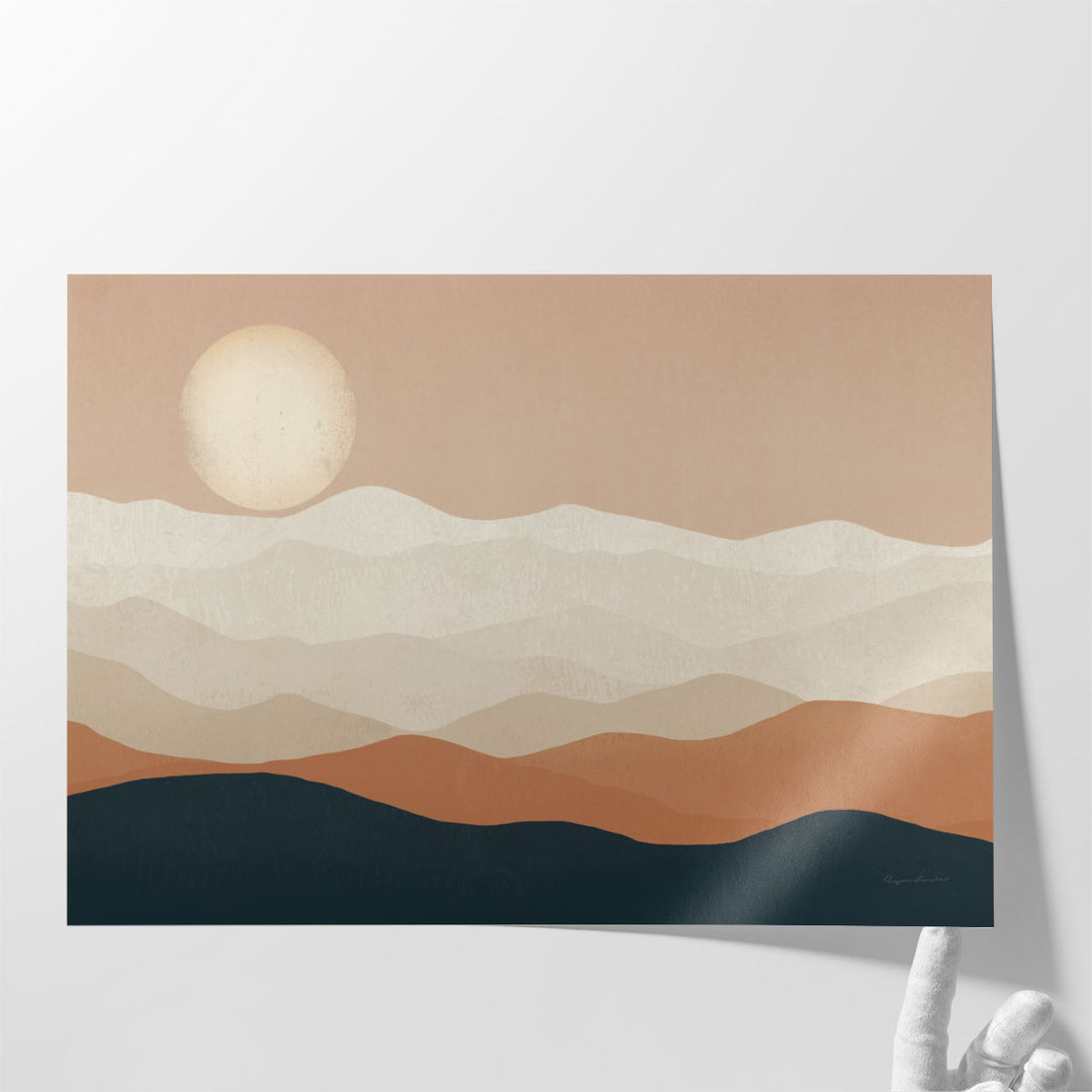 Mojave Mountains and Moon - Canvas Print Wall Art