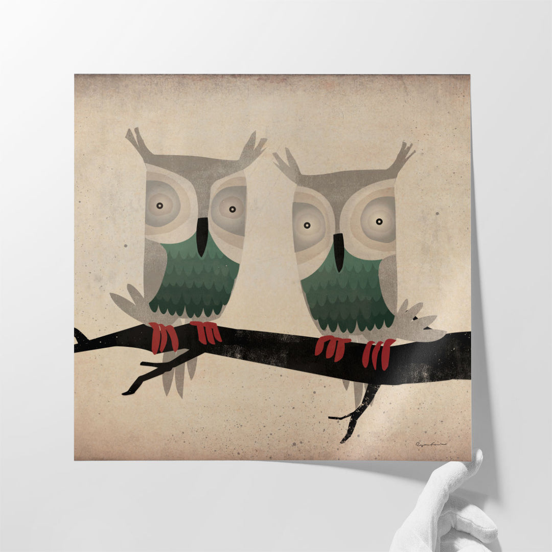 Tan Owls - Canvas Print Wall Art