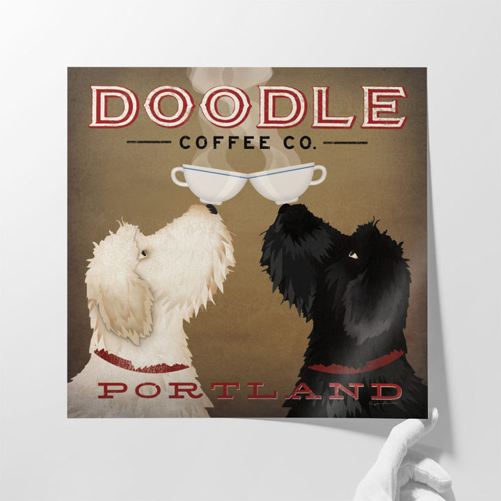 Doodle Coffee Double IV Portland - Canvas Print Wall Art