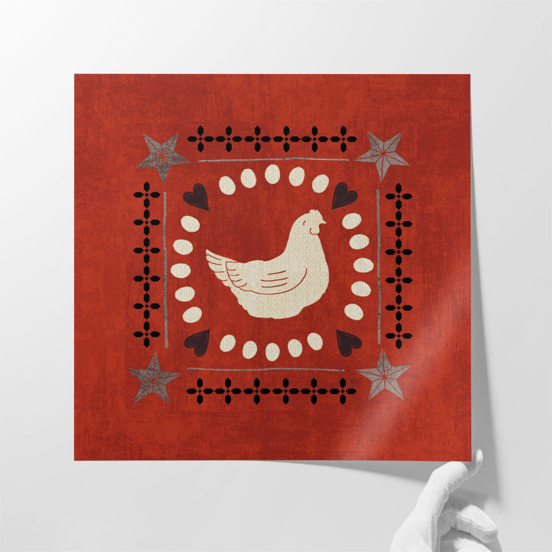 Little Red Farm Tile III - Canvas Print Wall Art