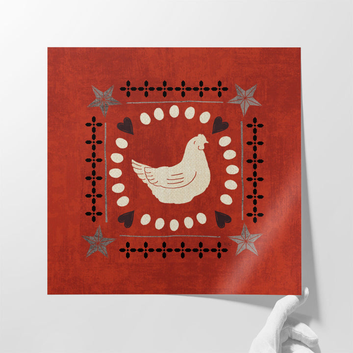 Little Red Farm Tile III - Canvas Print Wall Art