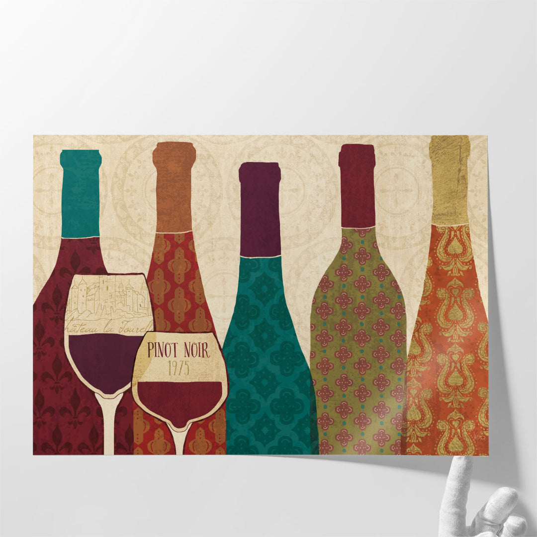 Wine Collage I with Glassware - Canvas Print Wall Art