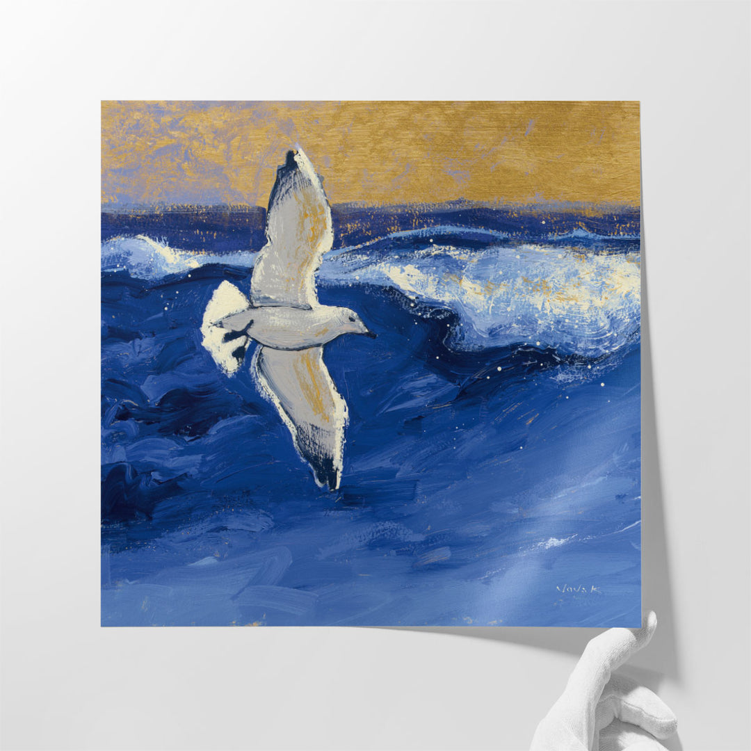 Seagulls with Gold Sky II - Canvas Print Wall Art