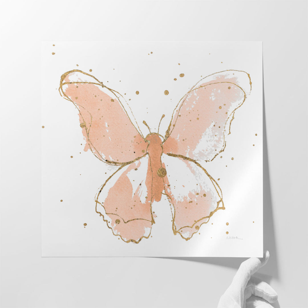 Gilded Butterflies II Pink - Canvas Print Wall Art