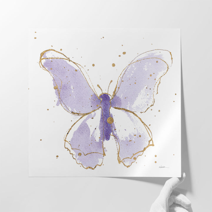 Gilded Butterflies II Purple - Canvas Print Wall Art