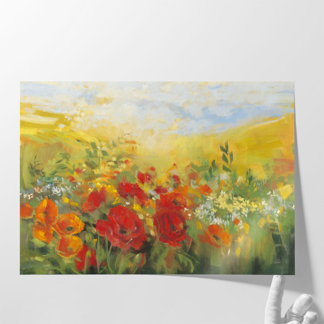 Oriental Poppy Field - Canvas Print Wall Art