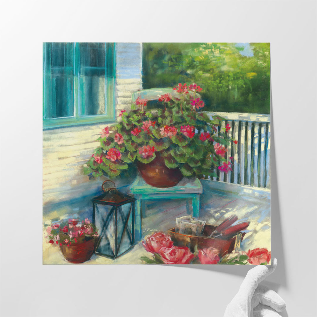 Porch Geraniums - Canvas Print Wall Art