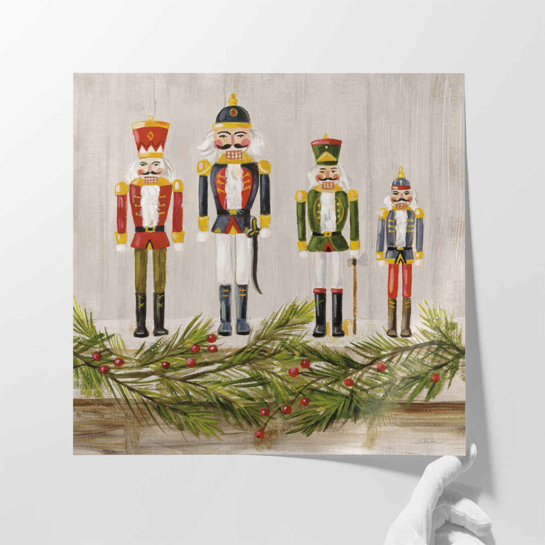 Nutcrackers on a Mantel - Canvas Print Wall Art