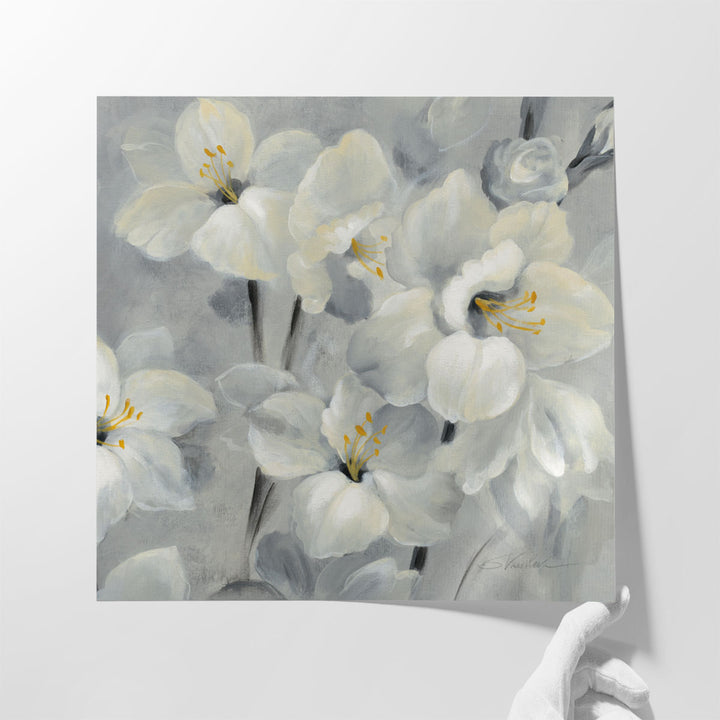 Flowers on Gray II - Canvas Print Wall Art