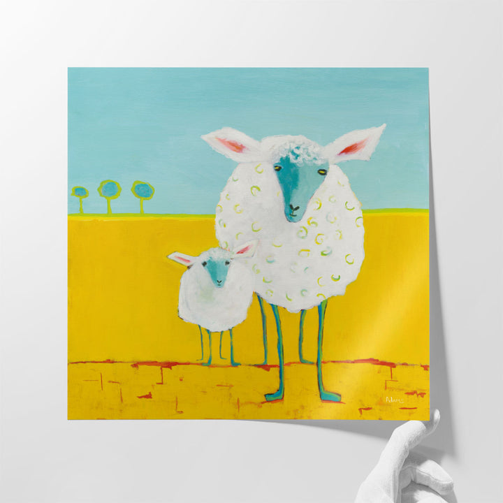 Mama and Baby Sheep - Canvas Print Wall Art