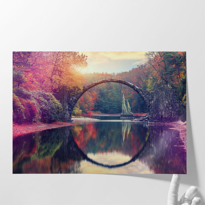 Rakotz Bridge in Germany - An Autumn Landscape - Canvas Print Wall Art