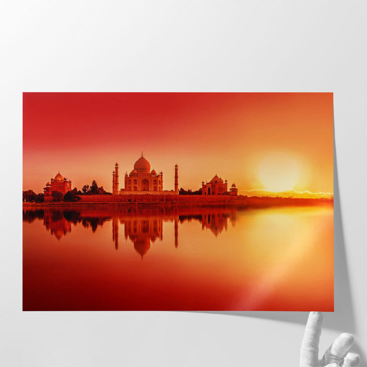 Sunset & Taj Mahal - Canvas Print Wall Art