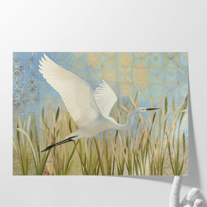 Snowy Egret in Flight - Canvas Print Wall Art