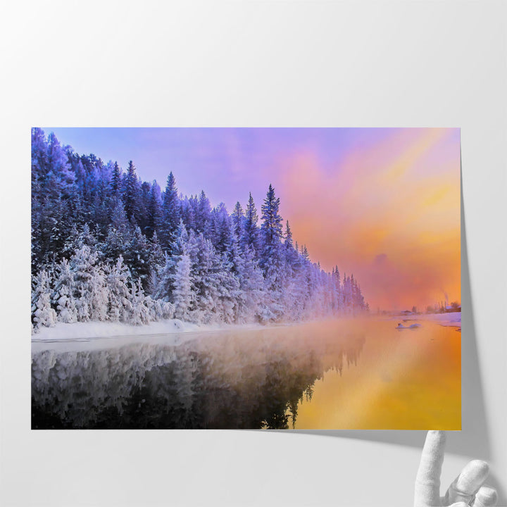 Winter's Dusk Reflections - Canvas Print Wall Art