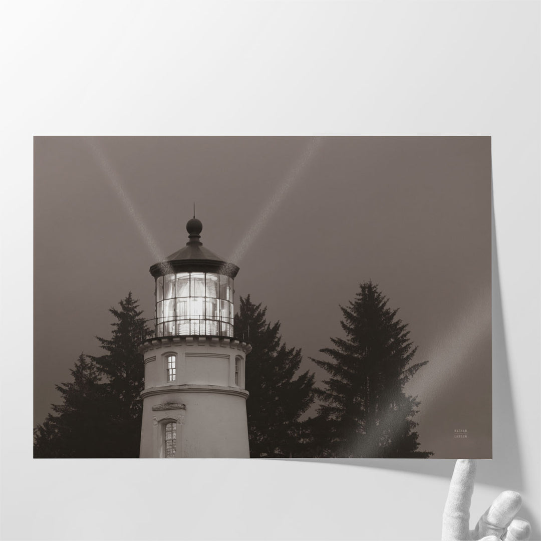 Oregon Coast Lighthouse Black and White - Canvas Print Wall Art