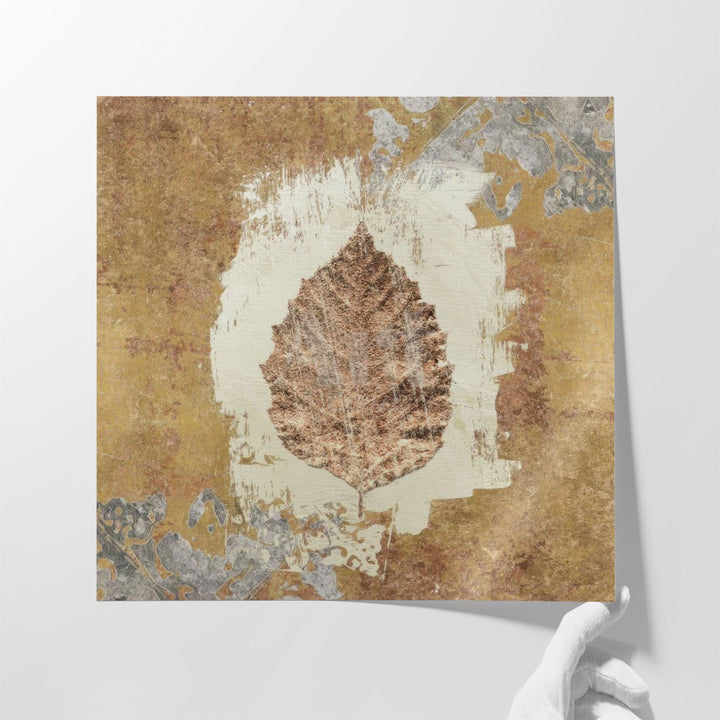 Brown Leaf Artwork, Abstract Wall Decor, Large Wall Painting for Bedroom | Gilded Leaf VI