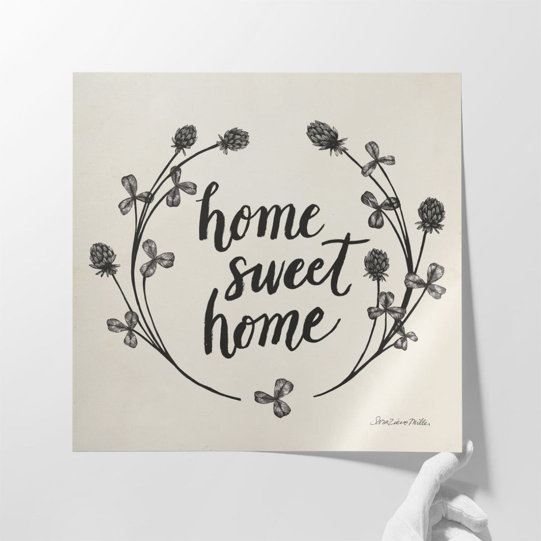 Happy to Bee Home I Black and White - Canvas Print Wall Art