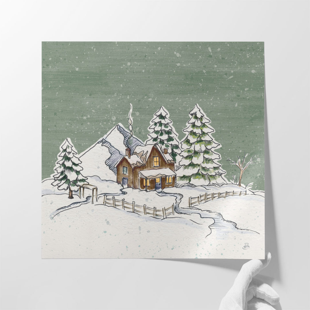 Holiday Toile Cabin - Canvas Print Wall Art