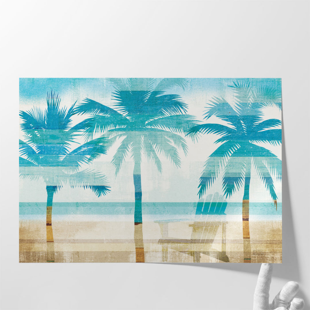 Beachscape Palms with Chair - Canvas Print Wall Art