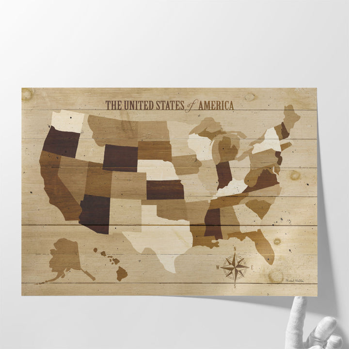 USA Modern Vintage Wood - Canvas Print Wall Art