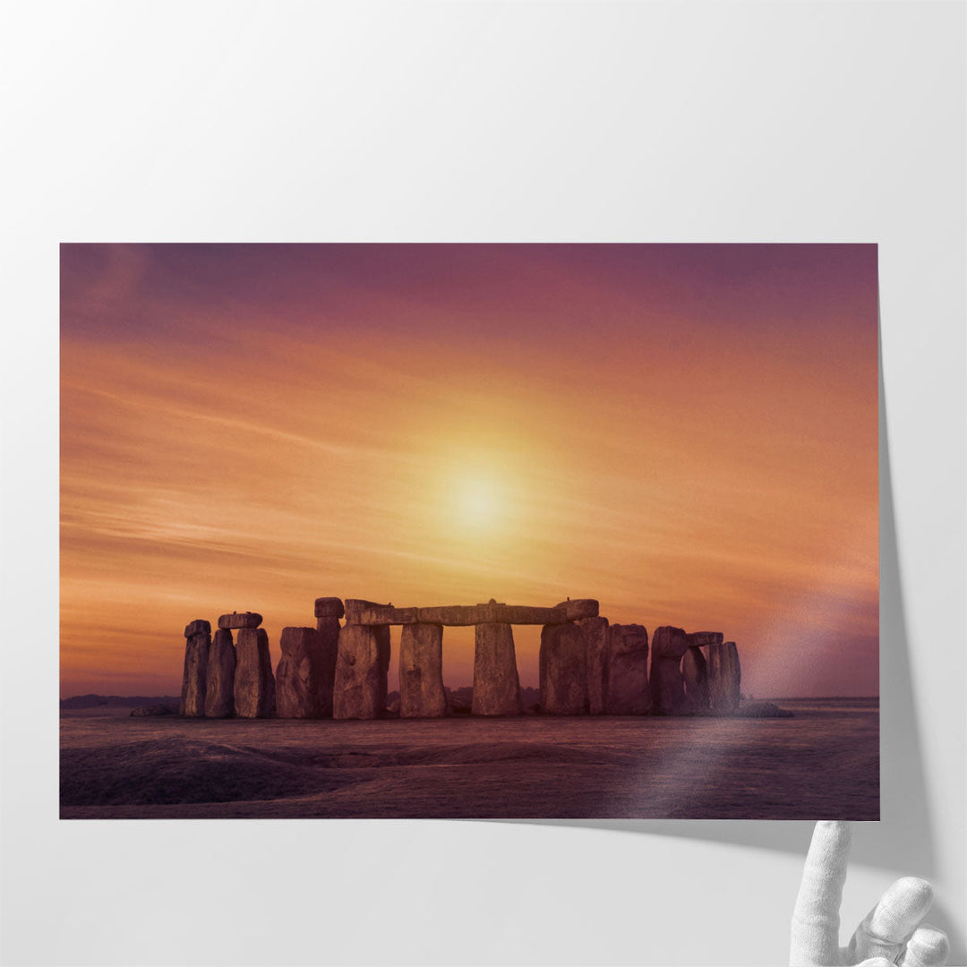 Sunset at Stonehenge England - Canvas Print Wall Art